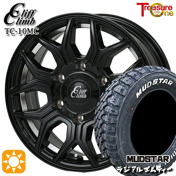 【取付対象】NV350キャラバン 195/80R15 107/105N マッドスター ラジアル M/T ホワイトレター トレジャーワン クリフクライム TC10MC BK 15インチ 6.0J 6H139.7 +43 サマータイヤホイールセット