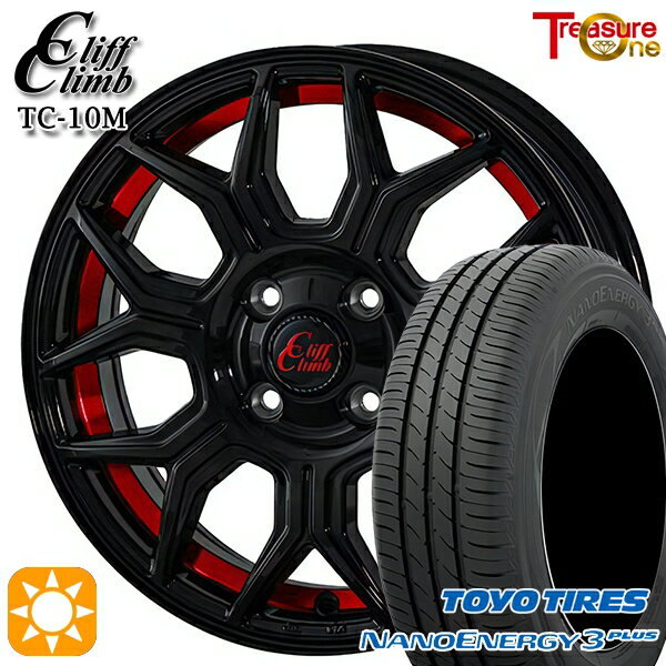 【取付対象】195/45R16 80W トーヨー ナノエナジー3プラス トレジャーワン クリフクライム TC10M ブラックレッドアンダーカット 16インチ 6.5J 4H100 サマータイヤホイールセット