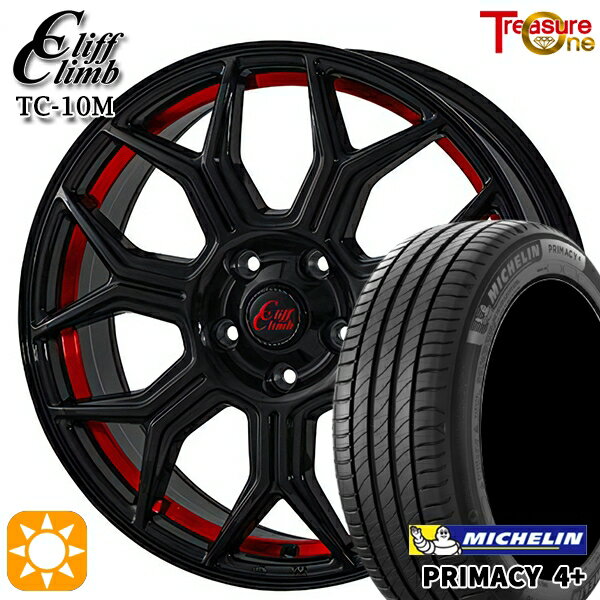 【取付対象】225/45R18 95W XL ミシュラン プライマシー4プラス トレジャーワン クリフクライム TC10M ブラックレッドアンダーカット 18インチ 7.0J 5H114.3 サマータイヤホイールセット
