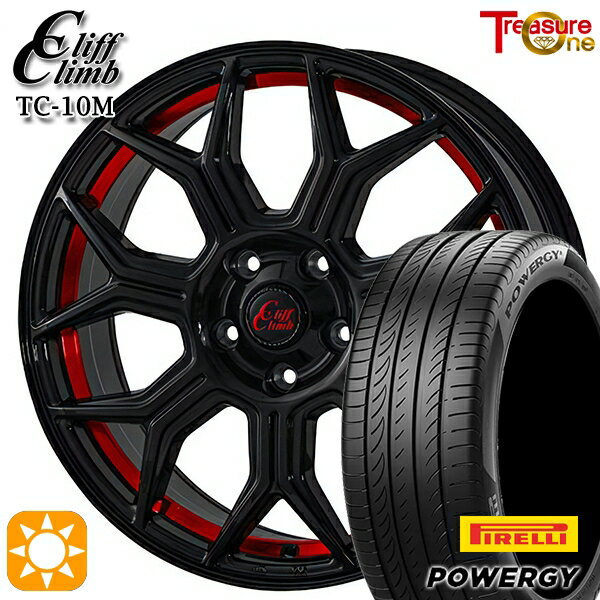 【取付対象】225/40R18 92W XL ピレリ パワジー トレジャーワン クリフクライム TC10M ブラックレッドアンダーカット 18インチ 7.0J 5H114.3 サマータイヤホイールセット