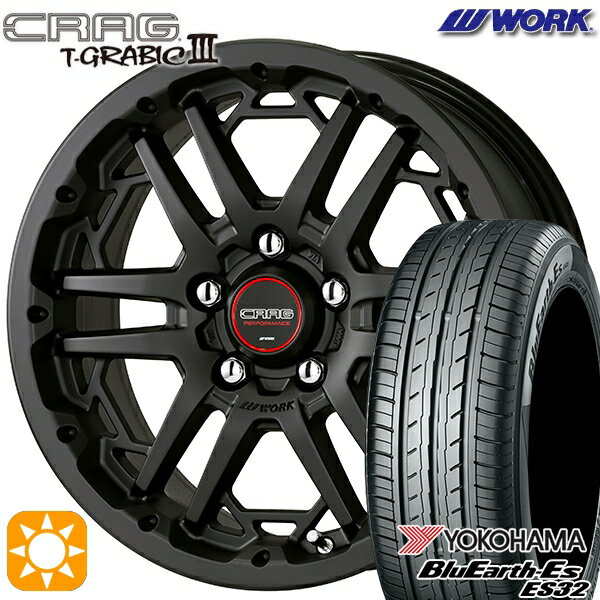 【取付対象】195/60R16 89H ヨコハマ ブルーアース ES32 WORK クラッグ ティーグラビック3 マットブラック 16インチ 7.0J 5H114.3 サマータイヤホイールセット