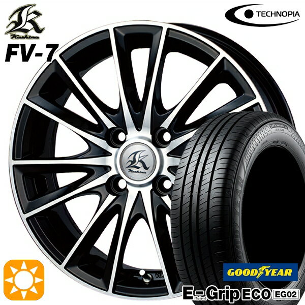 【取付対象】165/50R16 75V グッドイヤー エフィシェントグリップ EG02 テクノピア カシーナ FV7 ブラックポリッシュ 16インチ 5.0J 4H100 サマータイヤホイールセット