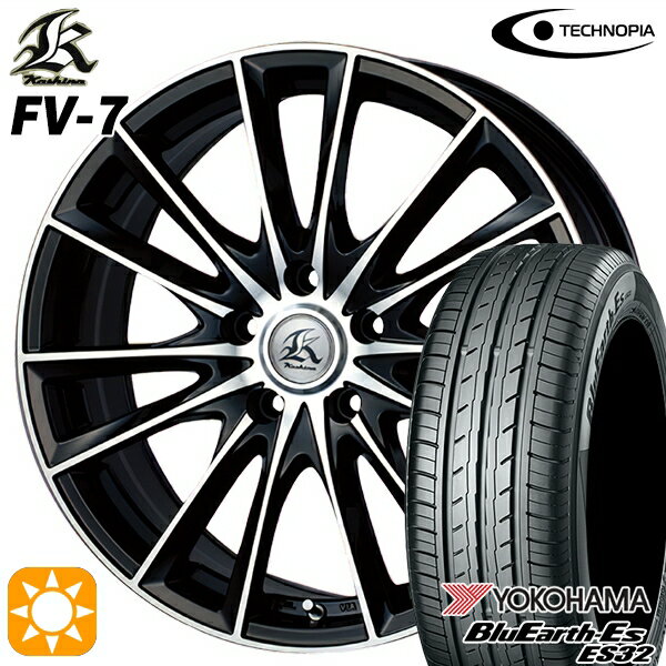【取付対象】225/40R18 92W XL ヨコハマ ブルーアース ES32 テクノピア カシーナ FV7 ブラックポリッシュ 18インチ 7.0J 5H114.3 サマータイヤホイールセット