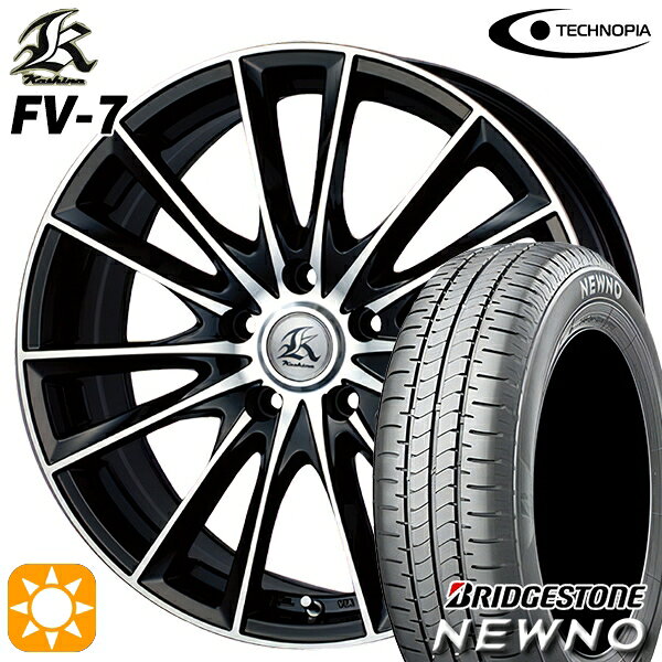 【取付対象】225/50R17 94V ブリヂストン ニューノ テクノピア カシーナ FV7 ブラックポリッシュ 17インチ 7.0J 5H114.3 サマータイヤホイールセット