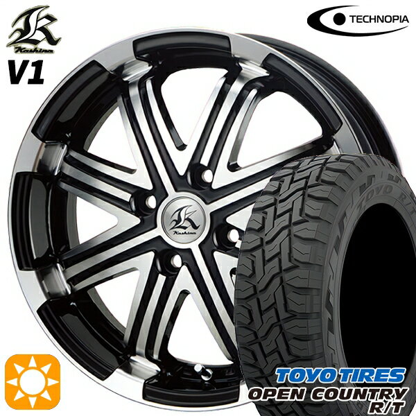 【取付対象】155/65R14 75Q トーヨー オープンカントリー R/T テクノピア カシーナ V1 ブラックポリッシュ 14インチ 4.5J 4H100 サマータイヤホイールセット