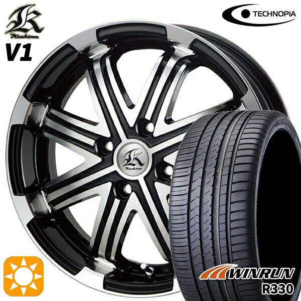 【取付対象】165/50R15 76V XL ウィンラン R330 テクノピア カシーナ V1 ブラックポリッシュ 15インチ 5.0J 4H100 サマータイヤホイールセット