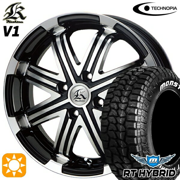 【取付対象】155/65R14 81S XL RWL モンスタ RTハイブリッド テクノピア カシーナ V1 ブラックポリッシュ 14インチ 4.5J 4H100 サマータイヤホイールセット