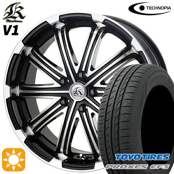 【取付対象】リーフ レヴォーグ 215/50R17 95V XL トーヨー プロクセス CF3 テクノピア カシーナ V1 ブラックポリッシュ 17インチ 7.0J 5H114.3 サマータイヤホイールセット