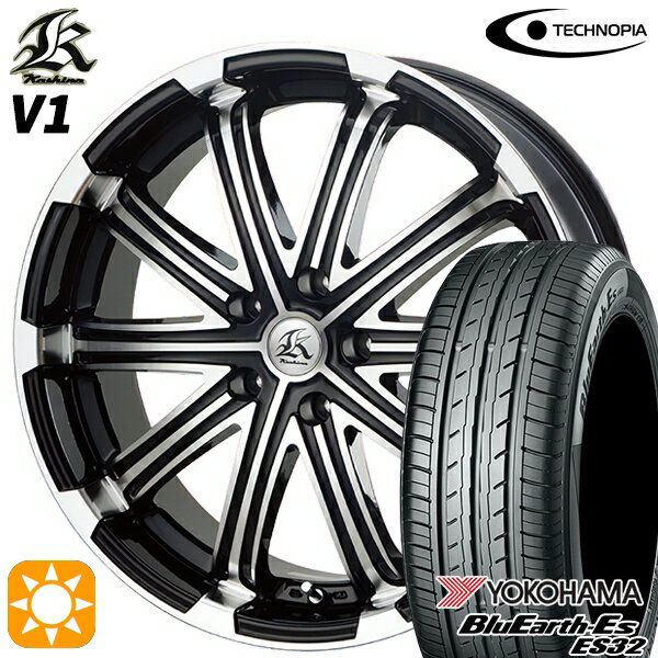 【取付対象】215/45R17 91V XL ヨコハマ ブルーアース ES32 テクノピア カシーナ V1 ブラックポリッシュ 17インチ 7.0J 5H114.3 サマータイヤホイールセット