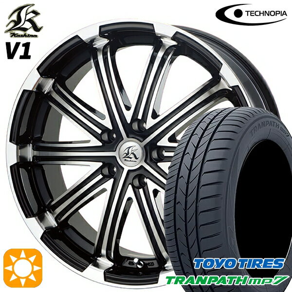【取付対象】215/55R17 94V トーヨー トランパス mp7 テクノピア カシーナ V1 ブラックポリッシュ 17インチ 7.0J 5H114.3 サマータイヤホイールセット