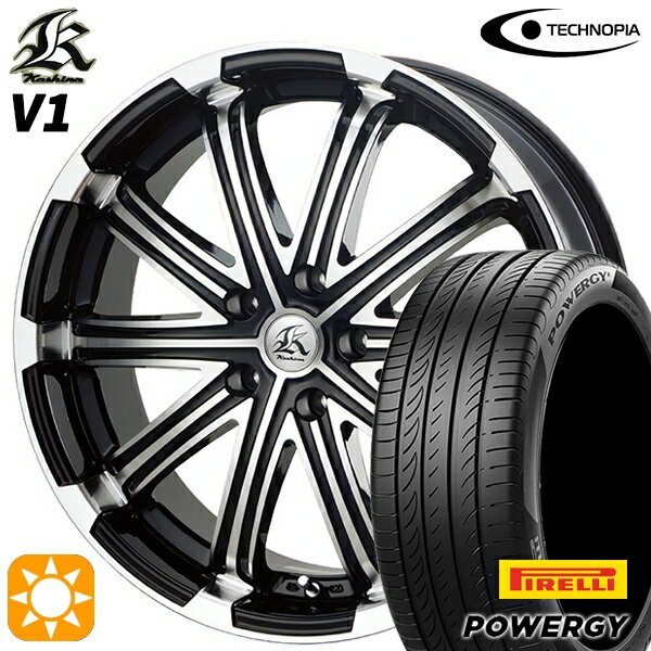 【取付対象】225/45R19 96W XL ピレリ パワジー テクノピア カシーナ V1 ブラックポリッシュ 19インチ 8.0J 5H114.3 サマータイヤホイールセット
