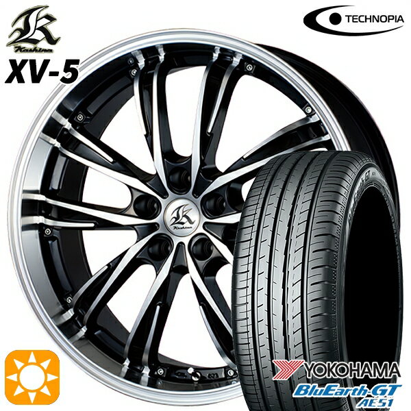 5/15ポイント5倍★215/50R17 95W XL ヨコハマ ブルーアースGT AE51 テクノピア カシーナ XV5 ブラックポリッシュ 17インチ 7.0J 5H114.3 サマータイヤホイールセット