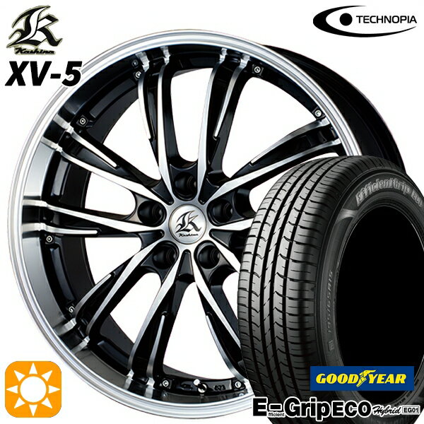 【取付対象】リーフ レヴォーグ 215/50R17 91V グッドイヤー エフィシェントグリップ エコ EG01 テクノピア カシーナ XV5 ブラックポリッシュ 17インチ 7.0J 5H114.3 サマータイヤホイールセット