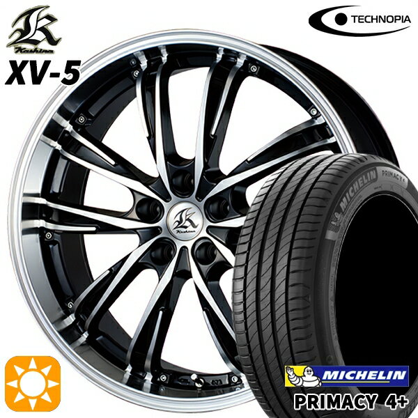【取付対象】225/55R18 98V ミシュラン プライマシー4プラス テクノピア カシーナ XV5 ブラックポリッシュ 18インチ 7.5J 5H114.3 サマータイヤホイールセット