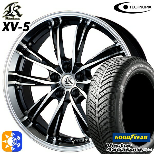 215/45R17 91H XL グッドイヤー ベクター フォーシーズンズ テクノピア カシーナ XV5 ブラックポリッシュ 17インチ 7.0J 5H114.3 オールシーズンタイヤホイールセット