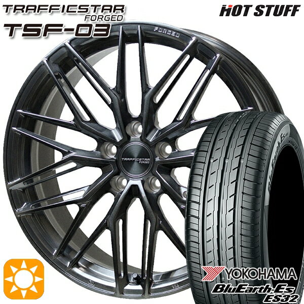 【取付対象】245/40R19 94W ヨコハマ ブルーアース ES32 HotStuff トラフィックスターフォージド TSF-03 ブラッシュド/ブラッククリア 19インチ 8.0J 5H114.3 サマータイヤホイールセット