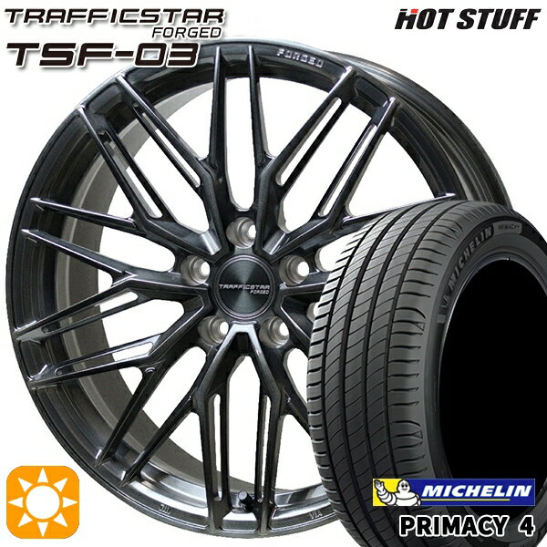 【取付対象】マークX レクサスIS 235/40R19 96W XL VOL ミシュラン プライマシー4 HotStuff トラフィックスターフォージド TSF-03 ブラッシュド/ブラッククリア 19インチ 8.0J 5H114.3 サマータイヤホイールセット