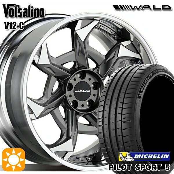 【取付対象】245/35R20 95Y XL ミシュラン パイロットスポーツ5 WALD ボルサリノ 2P V12-C1 チタニウムシルバー/ポリッシュ 20インチ 8.0J 5H114.3 サマータイヤホイールセット