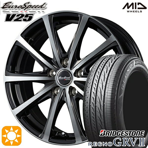 【取付対象】アイシス ノア 215/45R17 91W XL ブリヂストン レグノ GRV2 MID ユーロスピード V25 ブラックポリッシュ 17インチ 7.0J 5H114.3 サマータイヤホイールセット