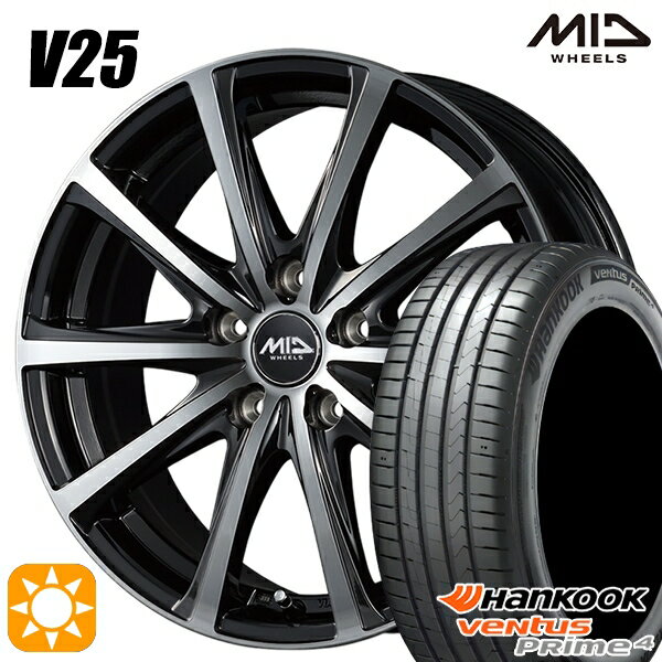 【取付対象】205/50R17 93W XL ハンコック veNtus PRime4 K135 MID ユーロスピード V25 ブラックポリッシュ 17インチ 7.0J 5H114.3 サマータイヤホイールセット