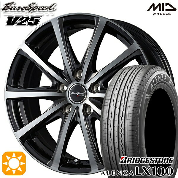 【取付対象】225/65R17 102H ブリヂストン アレンザ LX100 MID ユーロスピード V25 ブラックポリッシュ 17インチ 7.0J 5H114.3 サマータイヤホイールセット