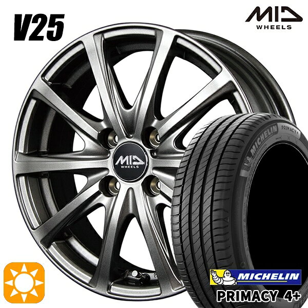 【取付対象】アクア ヤリス 195/50R16 88V XL ミシュラン プライマシー4プラス MID ユーロスピード V25 メタリックグレー 16インチ 6.0J 4H100 サマータイヤホイールセット