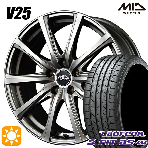 【取付対象】225/40R18 92W XL ラウフェン S FIT aS-01 LH02 MID ユーロスピード V25 メタリックグレー 18インチ 7.5J 5H114.3 サマータイヤホイールセット
