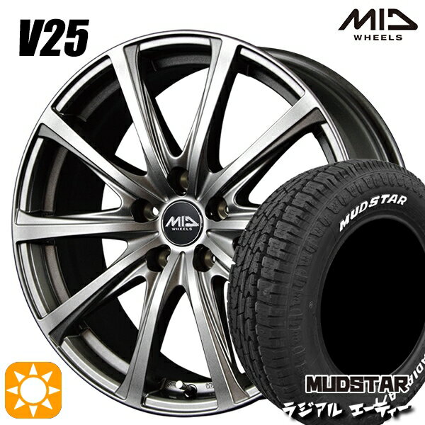 【取付対象】205/60R16 96H マッドスター ラジアル A/T ホワイトレター MID ユーロスピード V25 メタリックグレー 16インチ 6.5J 5H114.3 サマータイヤホイールセット