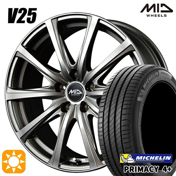 【取付対象】ヴェゼル オデッセイ 215/60R16 95H ミシュラン プライマシー4プラス MID ユーロスピード V25 メタリックグレー 16インチ 6.5J 5H114.3 サマータイヤホイールセット