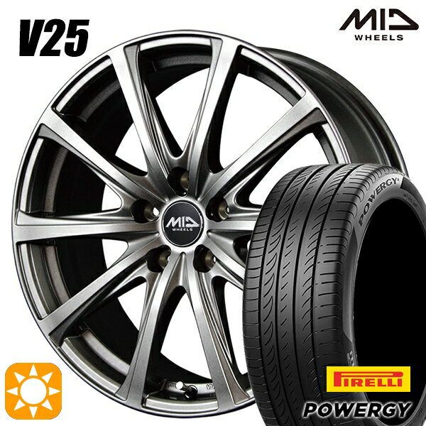 【取付対象】C-HR ヴェゼル 225/50R18 95W ピレリ パワジー MID ユーロスピード V25 メタリックグレー 18インチ 7.5J 5H114.3 サマータイヤホイールセット