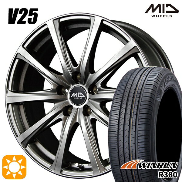 【取付対象】195/65R15 91V ウィンラン R380 MID ユーロスピード V25 メタリックグレー 15インチ 6.0J 5H114.3 サマータイヤホイールセット