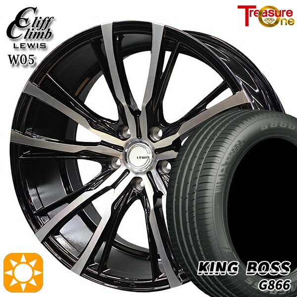 【取付対象】245/40R19 98W XL キングボス G866 トレジャーワン クリフクライム ルイス W05 ブラックポリッシュ 19インチ 8.5J 5H114.3 サマータイヤホイールセット