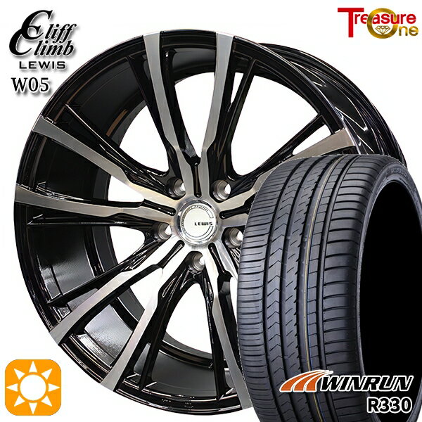 【取付対象】ノア ヴォクシー 215/35R19 85W XL ウィンラン R330 トレジャーワン クリフクライム ルイス W05 ブラックポリッシュ 19インチ 8.5J 5H114.3 サマータイヤホイールセット
