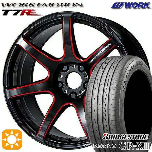 【取付対象】リーフ レヴォーグ 215/50R17 95V XL ブリヂストン レグノ GR-X3 WORK エモーション T7R Kurenai 17インチ 7.0J 5H114.3 サマータイヤホイールセット