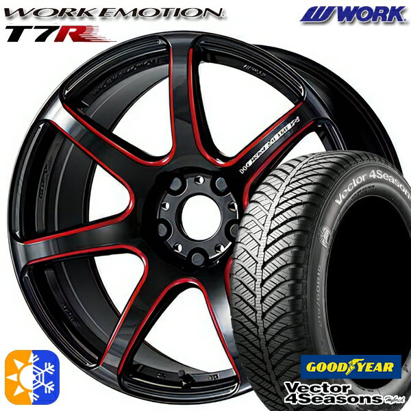 205/50R17 93H XL グッドイヤー ベクター フォーシーズンズ WORK エモーション T7R Kurenai 17インチ 7.0J 5H114.3 オールシーズンタイヤホイールセット