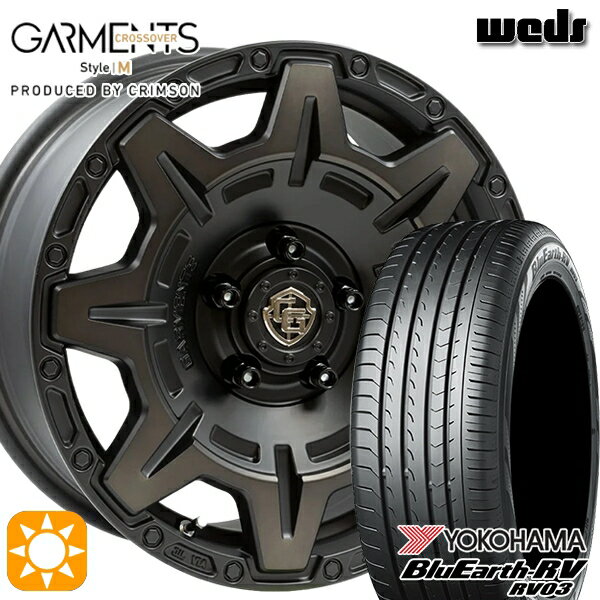 【取付対象】エスティマ ヤリスクロス 215/60R16 95H ヨコハマ ブルーアース RV03 Weds ガーメンツ スタイルM マットブラッククリア 16インチ 7.0J 5H114.3 サマータイヤホイールセット