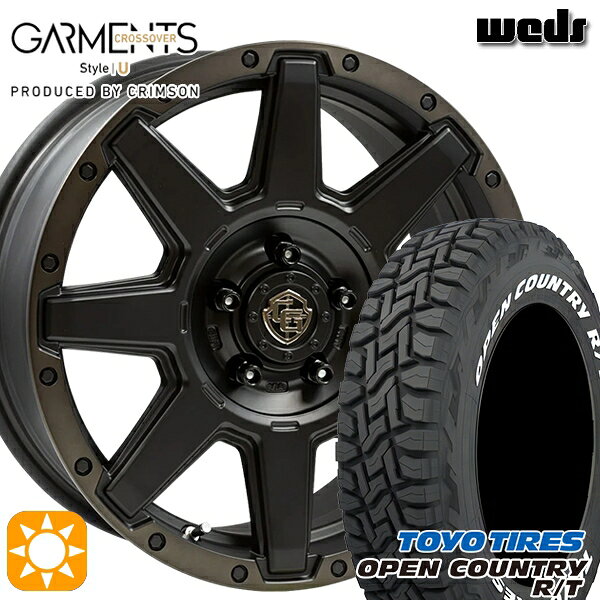 【取付対象】エルグランド クロスロード 215/65R16 109/107Q トーヨー オープンカントリー R/T ホワイトレター Weds ガーメンツ スタイルU マットブラッククリア 16インチ 7.0J 5H114.3 サマータイヤホイールセット