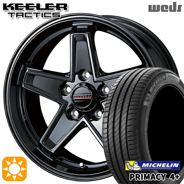 【取付対象】ヴェゼル オデッセイ 215/60R16 95H ミシュラン プライマシー4プラス Weds キーラー タクティクス グロスブラック 16インチ 7.0J 5H114.3 サマータイヤホイールセット