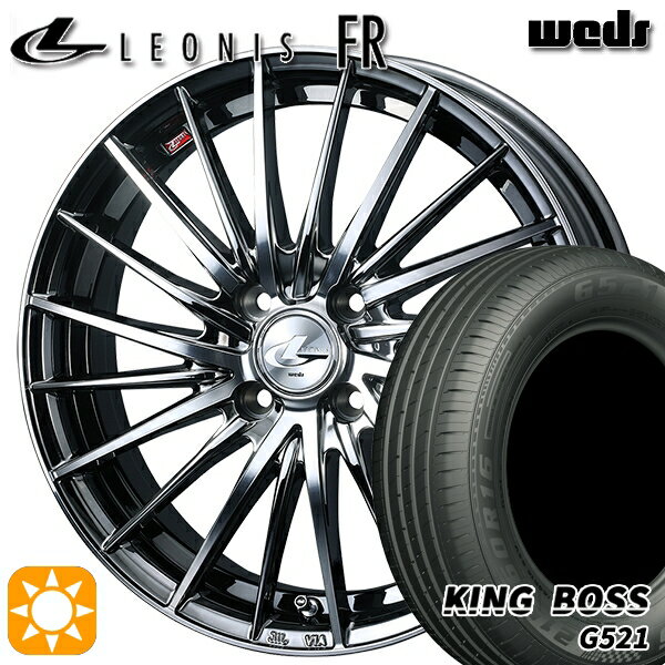 【取付対象】185/60R15 84H キングボス G521 Weds レオニス FR BMCMC (ブラックメタルコート ミラーカット) 15インチ 5.5J 4H100 サマータイヤホイールセット