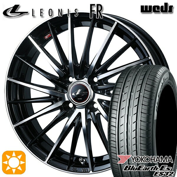 【取付対象】165/50R15 73V ヨコハマ ブルーアース ES32 Weds レオニス FR PBMC (パールブラック ミラーカット) 15インチ 4.5J 4H100 サマータイヤホイールセット