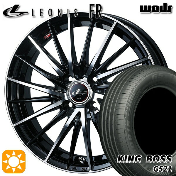 【取付対象】185/60R15 84H キングボス G521 Weds レオニス FR PBMC (パールブラック ミラーカット) 15インチ 5.5J 4H100 サマータイヤホイールセット