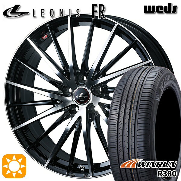 【取付対象】215/60R16 95H ウィンラン R380 Weds レオニス FR PBMC (パールブラック ミラーカット) 16インチ 6.5J 5H114.3 サマータイヤホイールセット