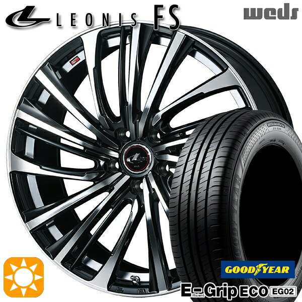【取付対象】リーフ アクセラ 205/55R16 91V グッドイヤー エフィシェントグリップ EG02 Weds レオニス FS PBMC (パールブラック/ミラーカット) 16インチ 6.5J 5H114.3 サマータイヤホイールセット