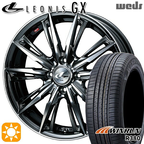 【取付対象】エブリィワゴン 165/60R14 75H ウィンラン R380 Weds レオニス GX BMCMC (ブラックメタルコート/ミラーカット) 14インチ 4.5J 4H100 サマータイヤホイールセット