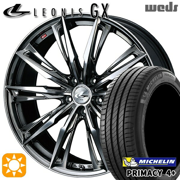 【取付対象】アウトランダー デリカD5 225/55R18 98V ミシュラン プライマシー4プラス Weds レオニス GX BMCMC (ブラックメタルコート/ミラーカット) 18インチ 7.0J 5H114.3 サマータイヤホイールセット