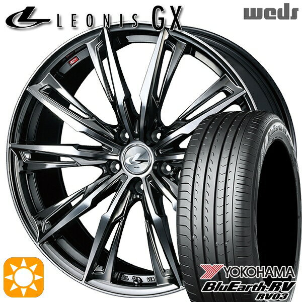 【取付対象】アクセラ アテンザ 215/45R18 93W XL ヨコハマ ブルーアース RV03 Weds レオニス GX BMCMC (ブラックメタルコート/ミラーカット) 18インチ 7.0J 5H114.3 サマータイヤホイールセット