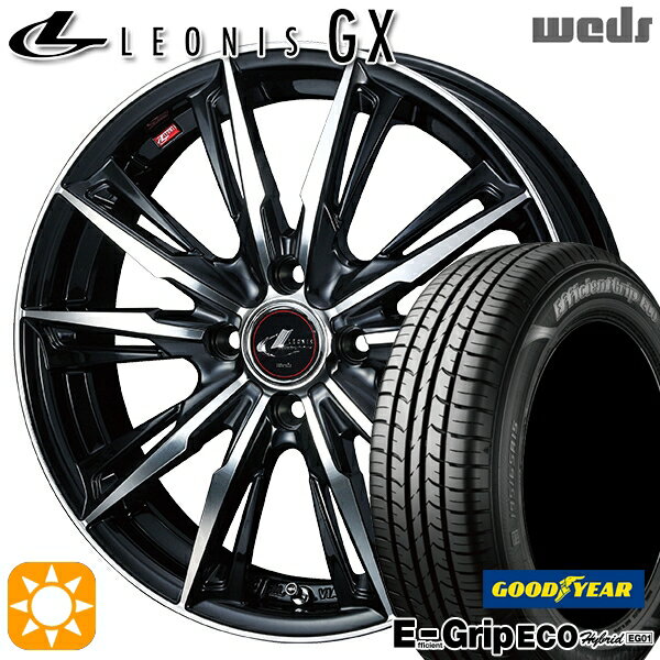 【取付対象】アクア デミオ ノート 195/55R16 87V グッドイヤー エフィシェントグリップ エコ EG01 Weds レオニス GX PBMC (パールブラック/ミラーカット) 16インチ 6.0J 4H100 サマータイヤホイールセット