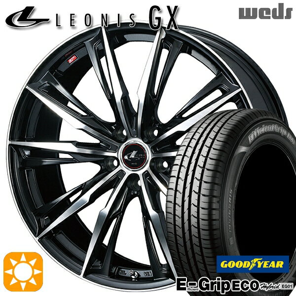 【取付対象】リーフ レヴォーグ 215/50R17 91V グッドイヤー エフィシェントグリップ エコ EG01 Weds レオニス GX PBMC (パールブラック/ミラーカット) 17インチ 7.0J 5H114.3 サマータイヤホイールセット