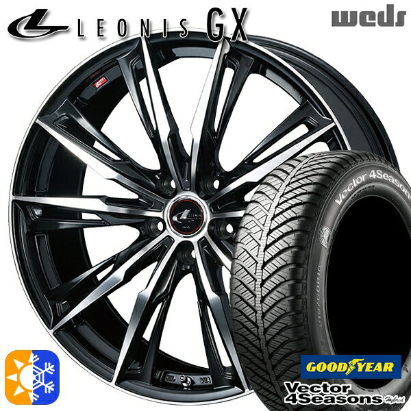 リーフ レヴォーグ 215/50R17 95H XL グッドイヤー ベクター フォーシーズンズ Weds ウェッズ レオニス GX 17インチ 7.0J 5H114.3 PBMC (パールブラック/ミラーカット) オールシーズンタイヤホイールセット