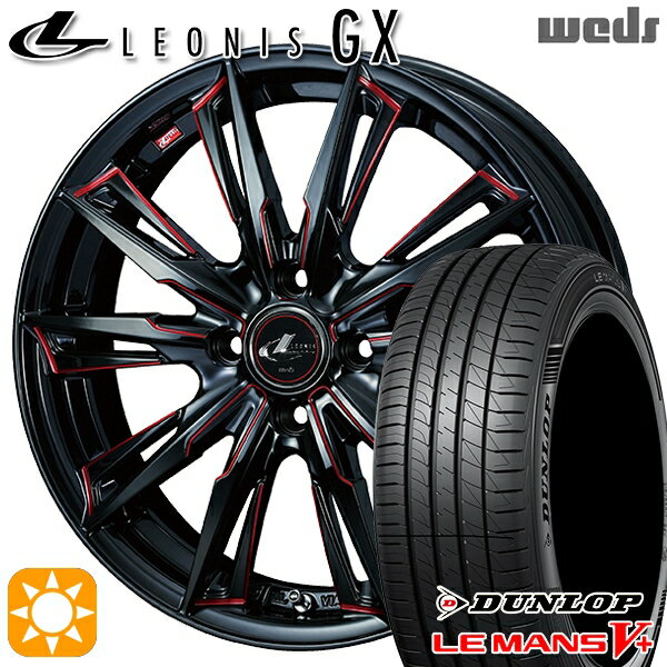 【取付対象】195/45R16 80W ダンロップ ルマン5+ Weds レオニス GX BK/SC[RED] (ブラック/SCマシニング[レッド]) 16インチ 6.0J 4H100 サマータイヤホイールセット